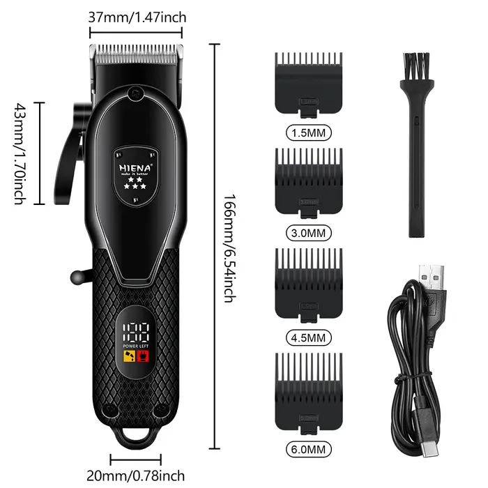 Kit de tondeuse à cheveux Hiena pour hommes, rasoir électrique, tondeuse à cheveux professionnelle, 