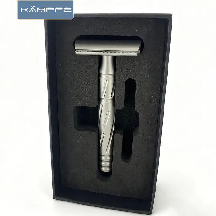 Rasoir de sécurité traditionnel pour homme KAMPFE CNC, double tranchant, en acier inoxydable, pour u