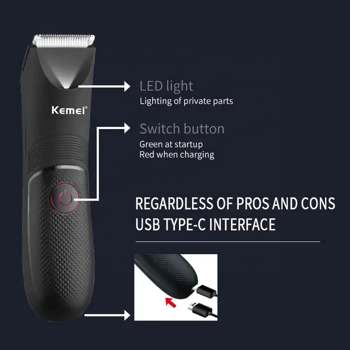 Kemei KM-1838 zone d'aine tondeuse à cheveux