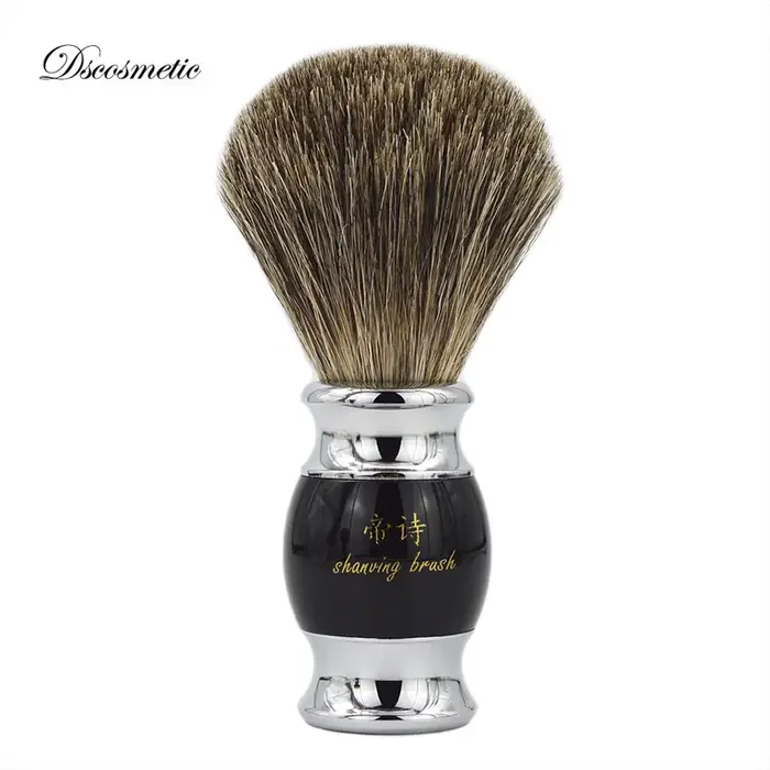 Brosse à raser poils de blaireau pur avec manche en résine et brosse en porcelaine en métal fournitu