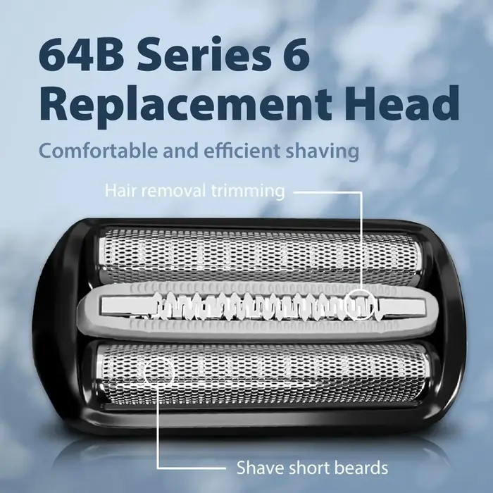 Tête de rasoir électrique de remplacement 64B, compatible avec Braun 6 pour 6120s, 6140cs, 6172cc et 6175cc.