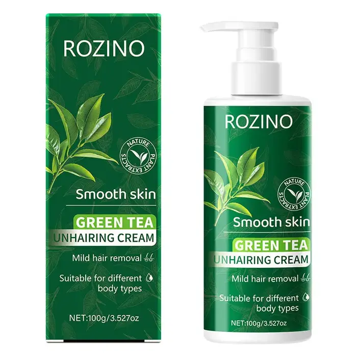 Crème dépilatoire au thé vert, 100g, formule dépilatoire douce et hydratante pour la peau lisse, ave