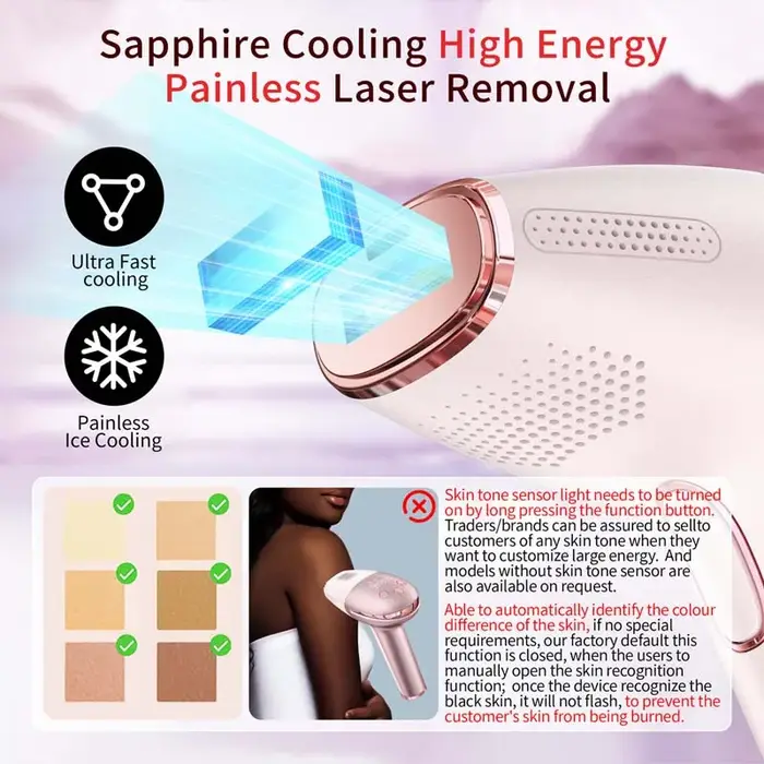 Épilateur à refroidissement par saphir, machine portable, épilation sans douleur, sans fil, épilation permanente à domicile, épilation au laser IPL