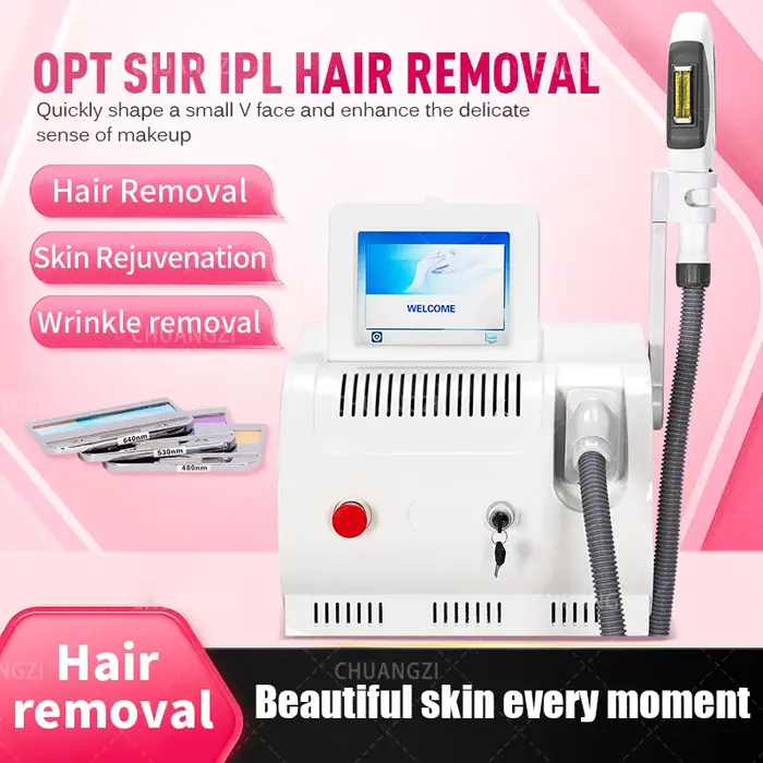 Appareil d'épilation permanente indolore IPL E-Light OPT Laser 500 000 impulsions pour éliminer les taches pigmentaires, les rougeurs et l'acné, rajeunissement par photons