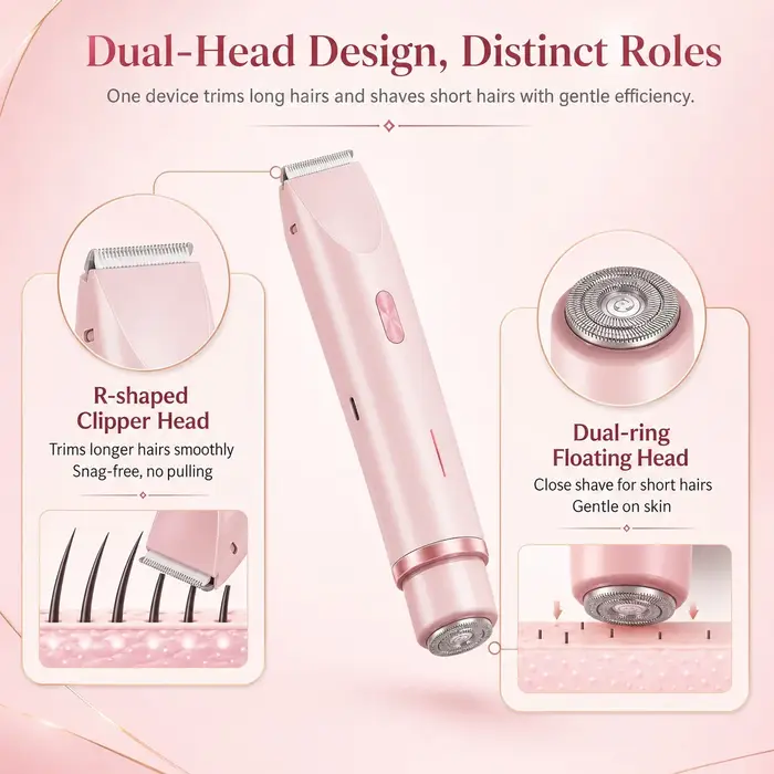 Épilateur Électrique Double Tête Étanche IPX7 pour Femme