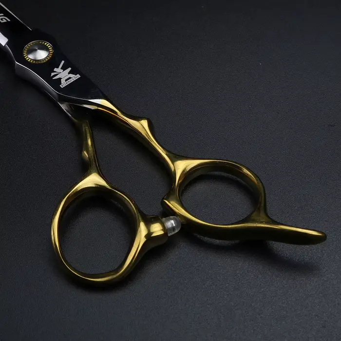 XUANFENG ciseaux à cheveux professionnels à poignée dorée 6.5 "440C ciseaux de coupe de barbier en a