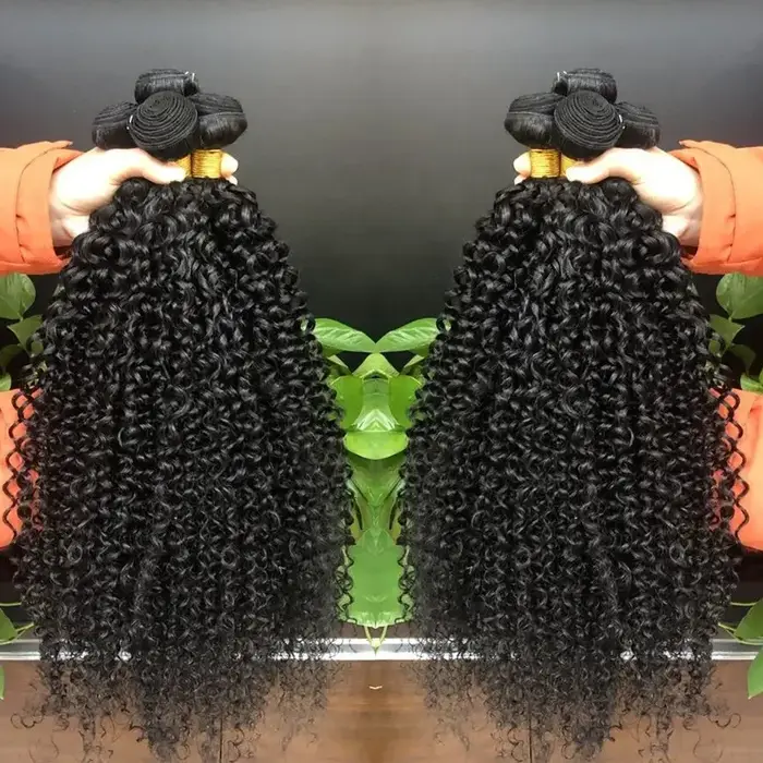 Bundles de cheveux humains bouclés longs pour femmes, cheveux bruts indiens, vague profonde, extensi