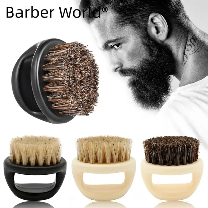 Hommes blaireau Portable barbier barbe brosses Salon visage nettoyage rasoir brosse en plastique cheval poils outils de rasage