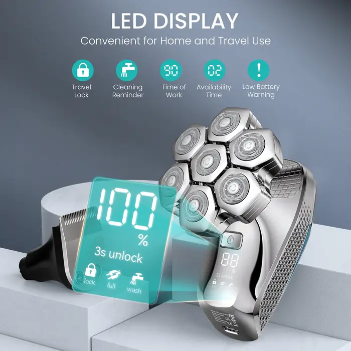 Kensen S18 rasoir électrique pour hommes Rechargeable 7D coupe flottante magnétique 5 en 1 rasoir to
