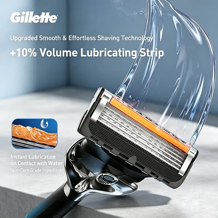 Rasoir Gillette GLA5131FYYL avec poignée antidérapante, lame à 5 couches, rasoir pour hommes, rasoir pour les poils du visage, 3 têtes de rasoir, 1 base