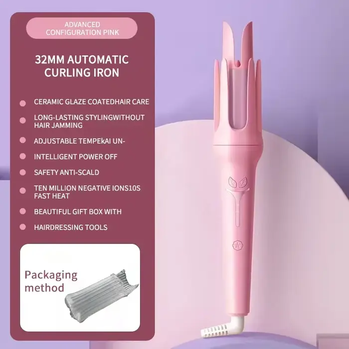 Fer à friser automatique, bigoudi en céramique anionique, chauffage rapide réglable à 4 vitesses, ou