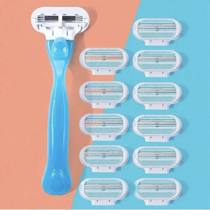 Rasoir de sécurité pour femmes avec 1 manche + 4/8 lames