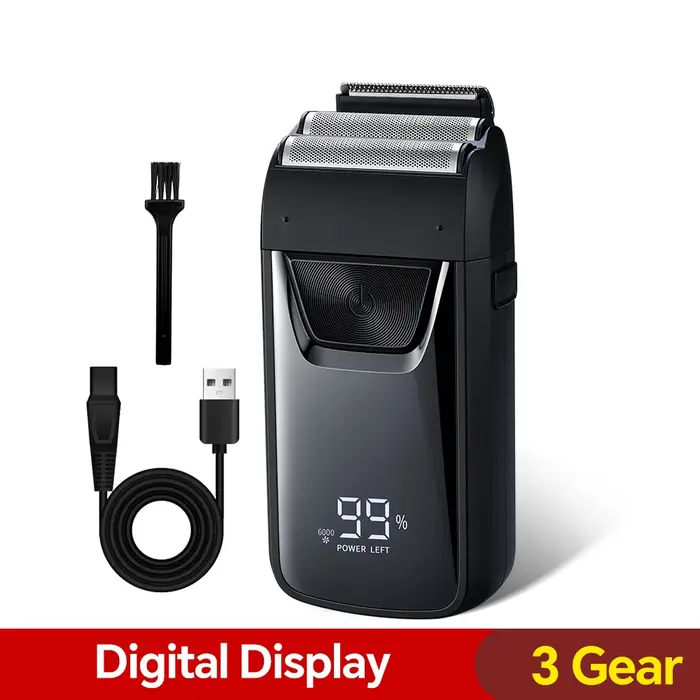 Rasoir portable numérique électrique LED USB pour hommes avec lame arrière intégrée pour le rasage d