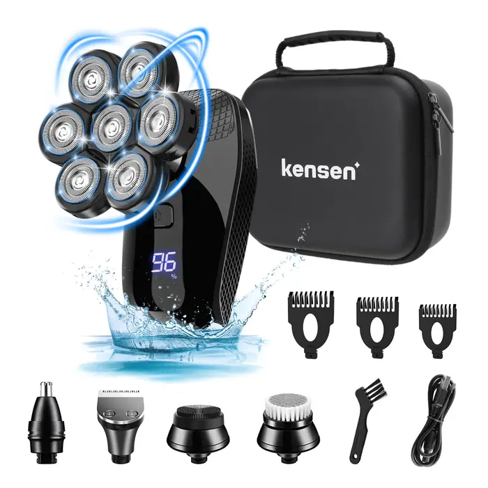 Kensen S8 rasoirs électriques pour hommes 7D coupe flottante Rechargeable IPX6 étanche tondeuse à barbe tête chauve Machine à raser