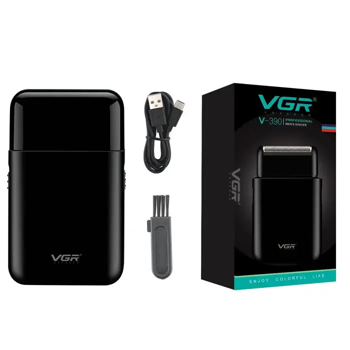 VGR V-390 mini tondeuse à barbe sans fil à lame unique rasoir rechargeable feuille électrique visage