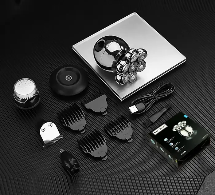 Rasoir électrique 7D flottant coupe tête Base charge Portable hommes tondeuse à barbe