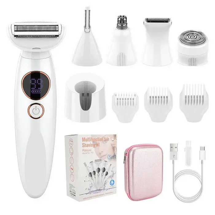 5in1 rasoir à cheveux Bikini tondeuse tête remplaçable sourcil épilation du visage étanche utilisation sèche et humide