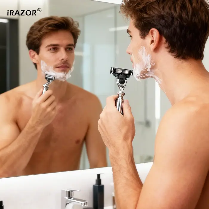 IRAZOR Mach 3 rasoir manuel pour hommes 3 couches lames rapide lisse outil d'épilation sûr pour barbier professionnel mari cadeau
