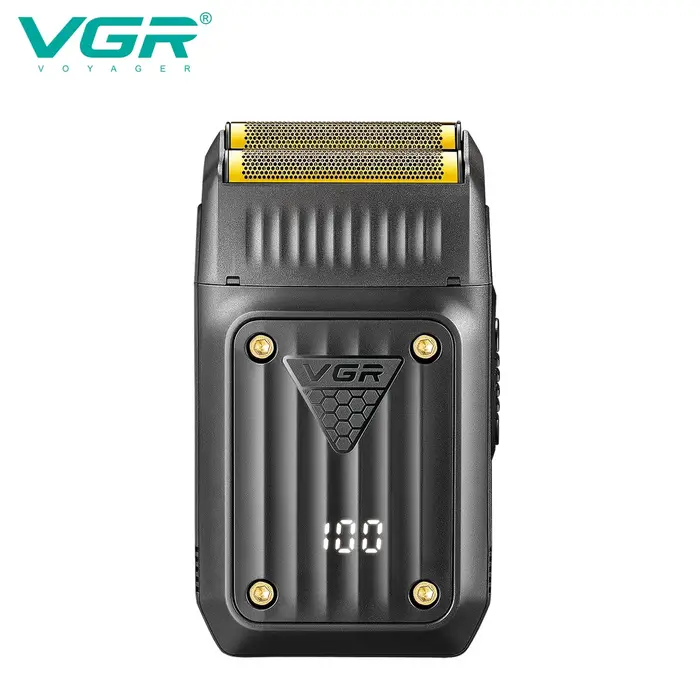 VGR tondeuse tondeuse à barbe pour hommes rasoir electrique homme Rasoir Professionnel Rasoir Électrique Rasoir Portable Machine à raser Rechargeable Rasoir à mouvement alternatif LED Rasoir pour homm