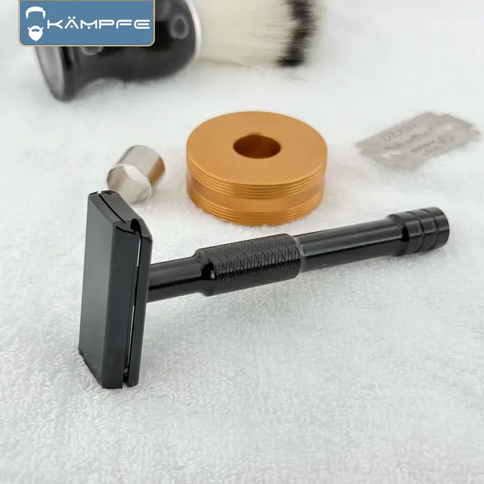 Rasoir de sécurité manuel KAMPFE CNC en aluminium à double tranchant, classique, pour hommes et femm