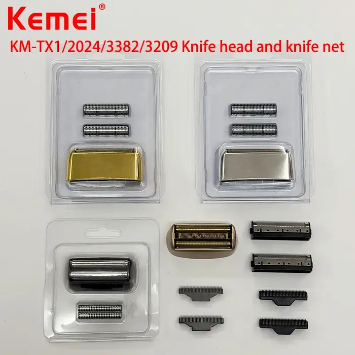 Kemei lames de rechange originales pour KM-TX1/2024/3209/3382 tête de couteau de rasoir et filet de