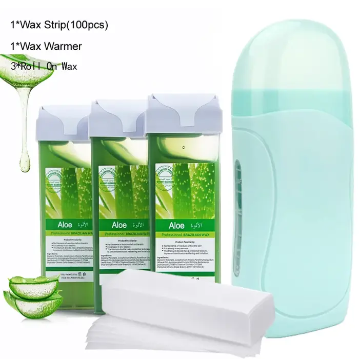 Kit d'épilation à la cire roll-on unisexe à l'aloe vera 2026 avec chauffe-cire