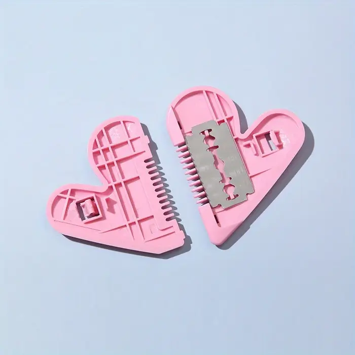 Lot de 3 peignes à cheveux double face en forme de cœur pêche rose