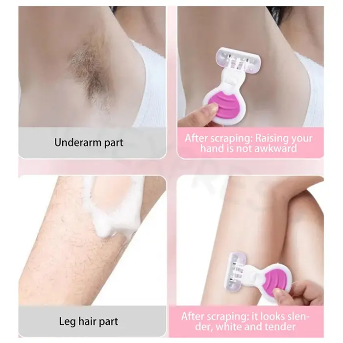Rasoir manuel portable en acier inoxydable pour l'épilation corporelle