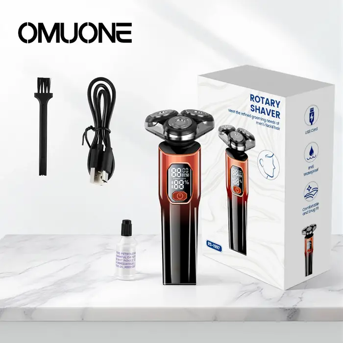 Rasoir électrique OMUONE 3D IPX6, étanche, double usage humide et sec, pour le visage et la barbe, a