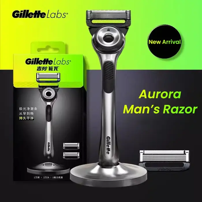 Gillette Labs Razor Aurora Series Flexdisc 5 couches lame à induction barbe rasage rasoir pour hommes avec support