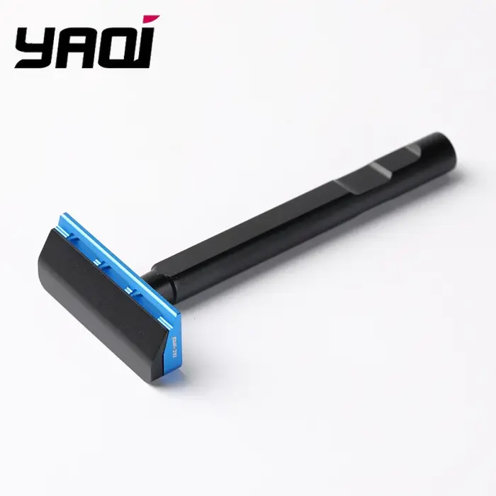 Nouveau rasoir de sécurité 2026 YAQI noir et bleu Tachi (version aluminium) léger à lame simple