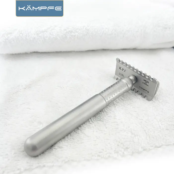 Rasoir de sécurité à double tranchant KAMPFE Premium en acier inoxydable 316L