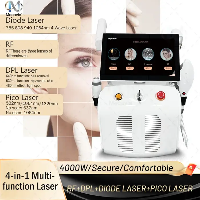 Appareil d'épilation laser diode 4 ondes 5000W 2026 pour salon commercial