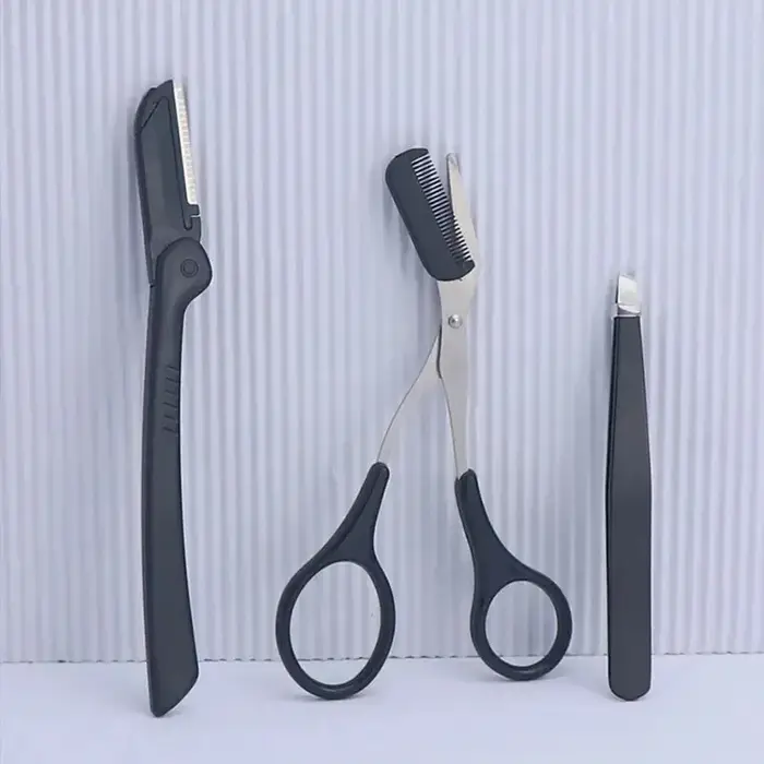 1/3 pièces pince à sourcils en acier inoxydable peigne ciseaux tondeuse