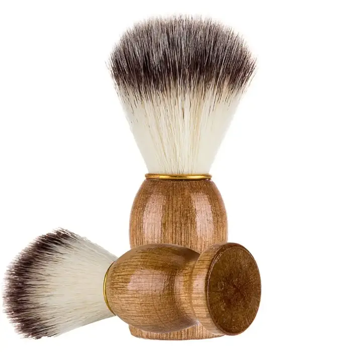 Luxueux pur blaireau cheveux blaireau manche en bois outil cosmétique brosses de rasoir accessoire d