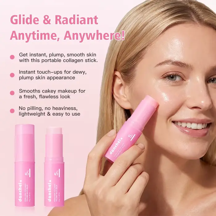 Kit de soins de la peau au collagène 4 pièces, masque facial peel-off au collagène, crème gelée et baume au collagène rose PDRN, hydratant et nourrissant