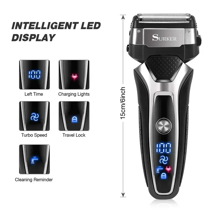 Rasoir électrique Rechargeable sec et humide pour hommes