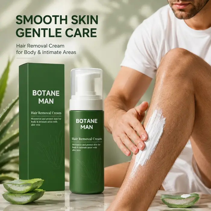 Crème dépilatoire en mousse pour une épilation corporelle indolore, apaisante après-rasage, soulageant les inconforts cutanés, crème dépilatoire douce à action rapide