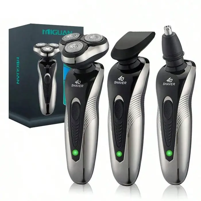Rasoir électrique rotatif à 3 lames rechargeable par USB