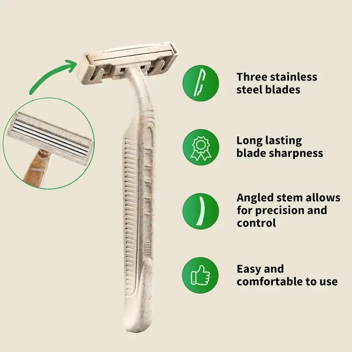 EZ rasoirs jetables écologique trois lames rasoir Biodegradabl cheveux suède