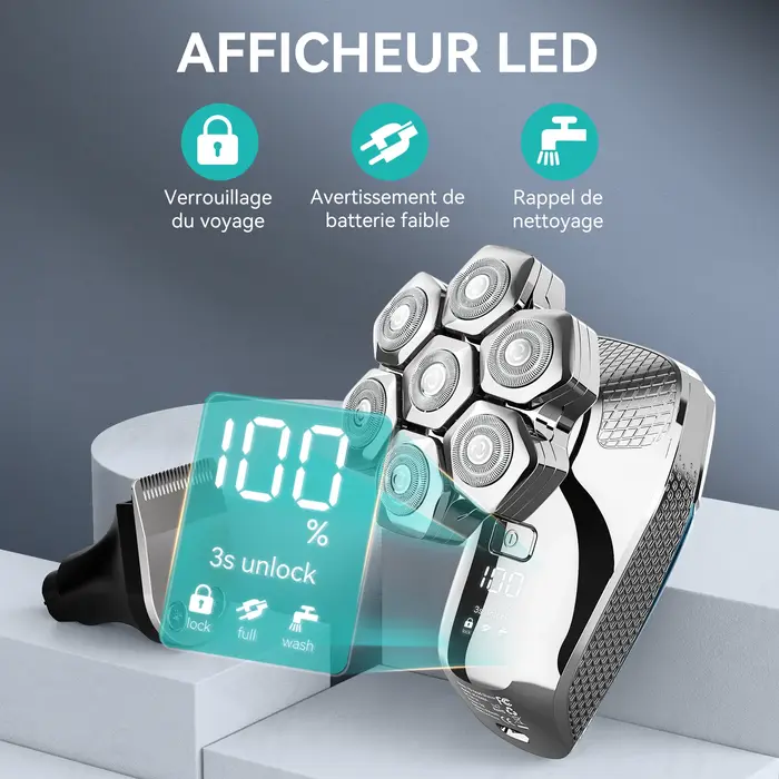 Kensen S18 rasoir électrique pour hommes Rechargeable 7D coupe flottante magnétique 5 en 1