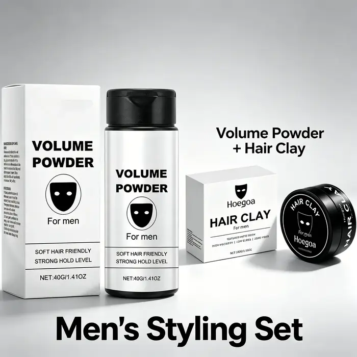 Cire coiffante pour hommes, poudre capillaire fixante longue durée, effet mat naturel, volume accru,