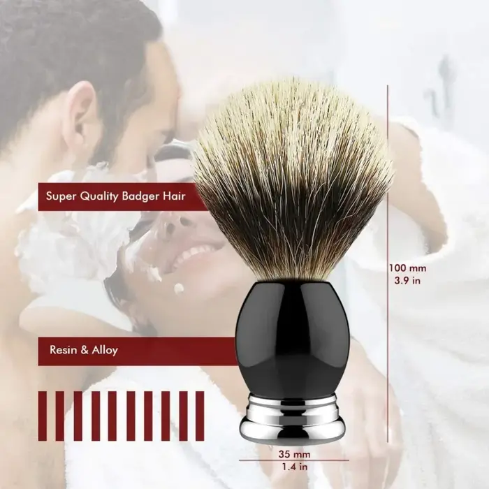 Brosse de rasage de luxe en poils de blaireau pur 100% argenté 22mm