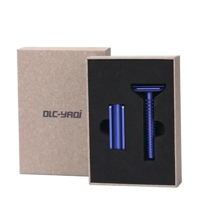 Yaqi Sputnik couleur bleu foncé aluminium hommes rasoir de sécurité et support objets de collection cadeau petit ami