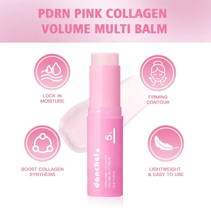 Kit de soins de la peau au collagène 4 pièces, masque facial peel-off au collagène, crème gelée et baume au collagène rose PDRN, hydratant et nourrissant