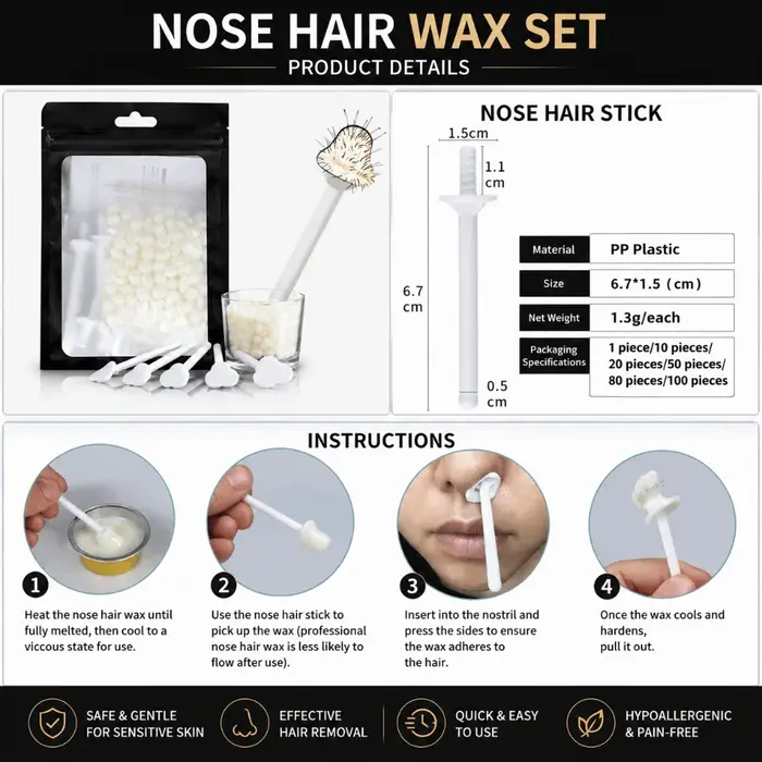 Kit de cire pour l'épilation du nez sans douleur