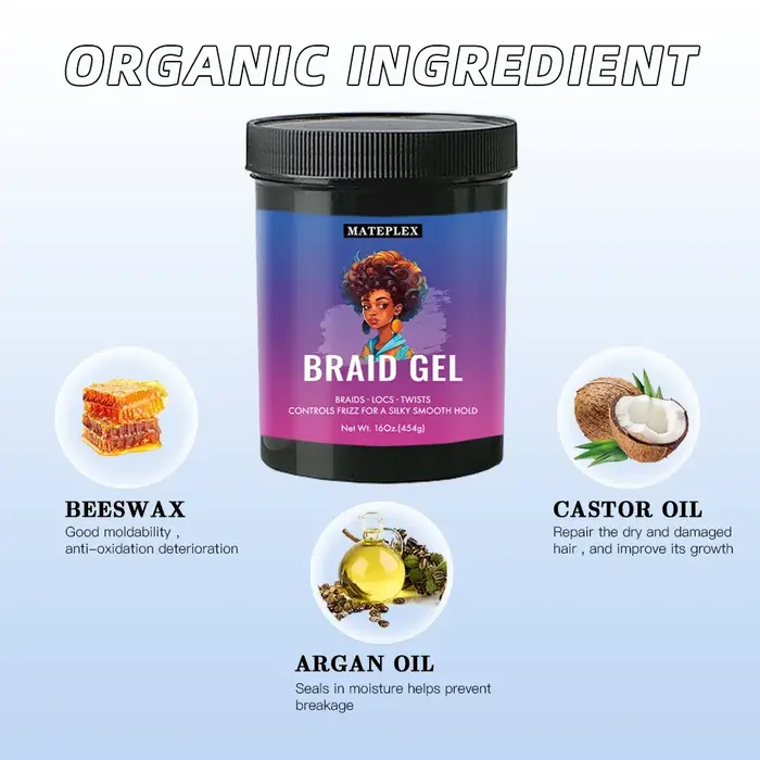 Braid Gel for Perfectly Styled Braids Twists Long Lasting Hair Braiding Gel Styling Control Smooth Non-Flaking Twist Styling Wax