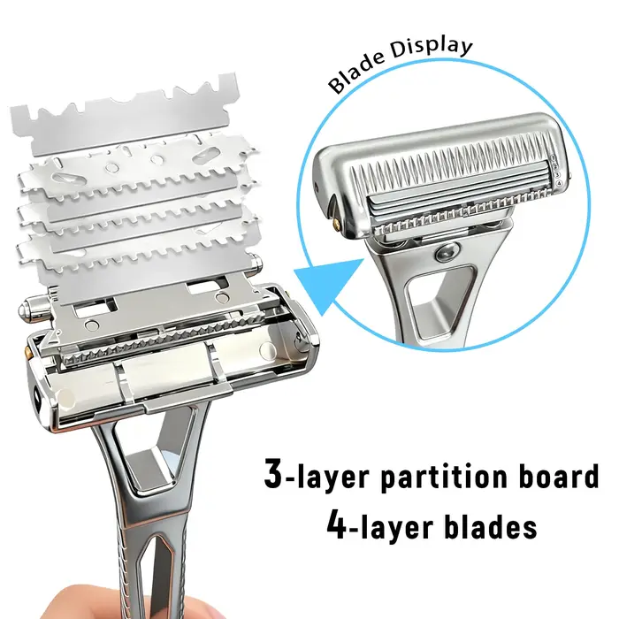 Whityle 24TS Glide Pro 4D Super acier inoxydable rasoir 4 Haft lame Kit