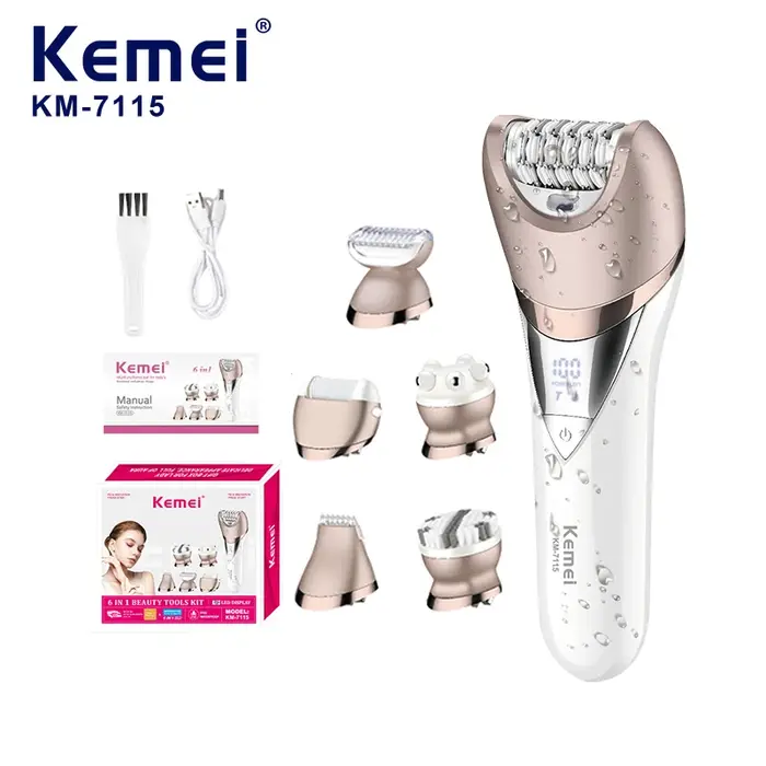 Kemei 7115 Machine d'épilation électrique étanche Massage lavage visage pied broyeur épilateur rasoi