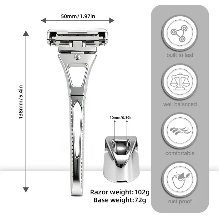 Whityle 24TS Glide Pro 4D Super acier inoxydable rasoir 4 Haft lame Kit